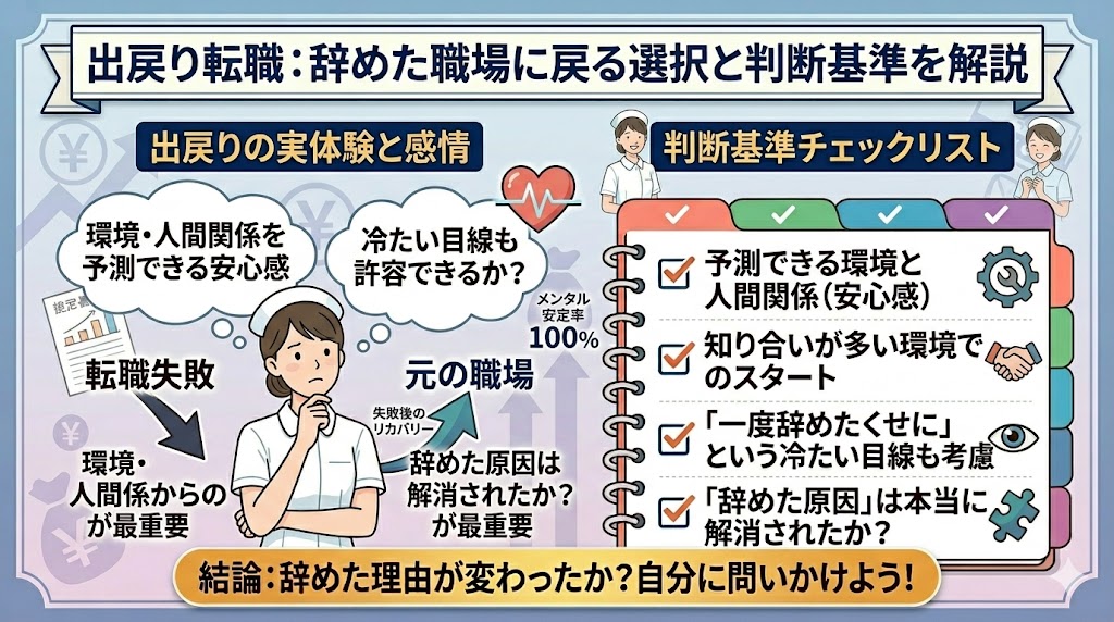 一度辞めた職場に戻る選択｜出戻り転職のメリット・デメリットと判断基準