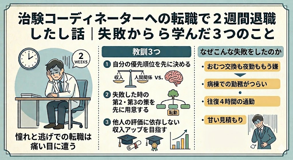 治験コーディネーターへの転職で2週間退職した話｜失敗から学んだ3つのこと